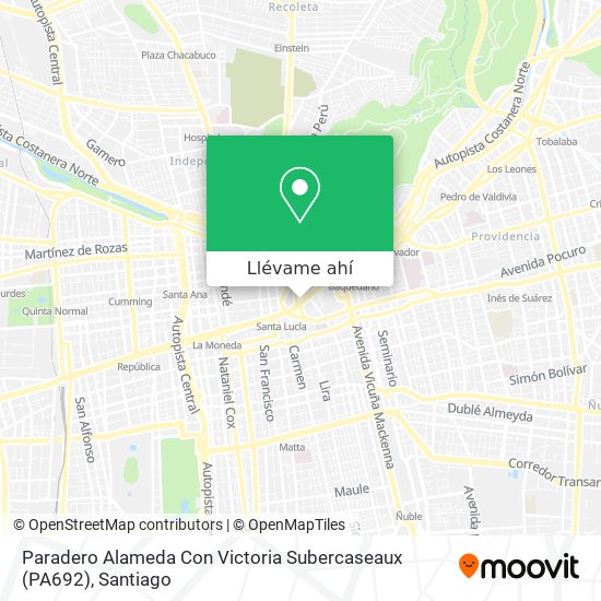 Mapa de Paradero Alameda Con Victoria Subercaseaux (PA692)