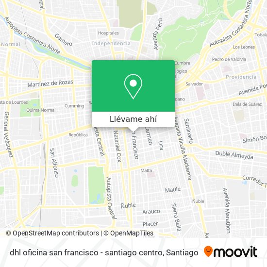 Mapa de dhl oficina san francisco - santiago centro
