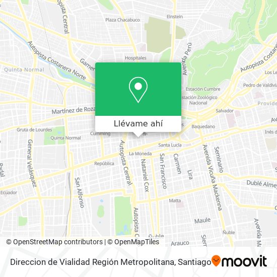 Mapa de Direccion de Vialidad Región Metropolitana