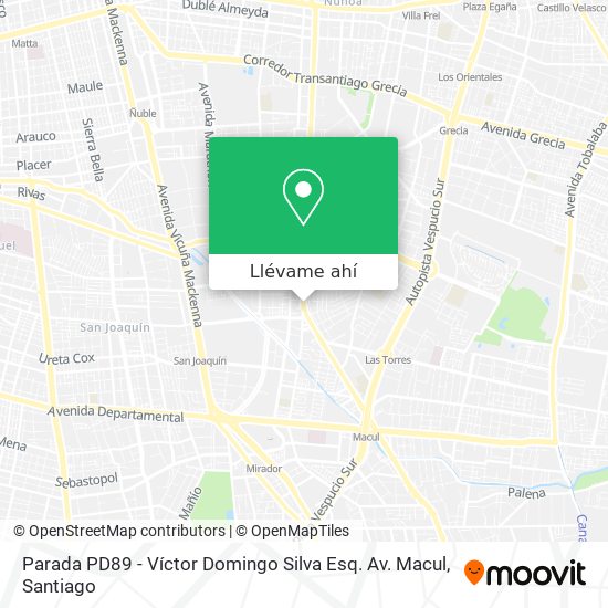 Mapa de Parada PD89 - Víctor Domingo Silva Esq. Av. Macul
