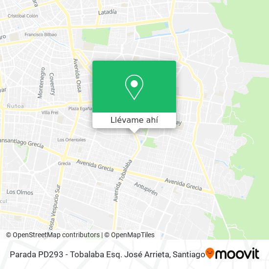 Mapa de Parada PD293 - Tobalaba Esq. José Arrieta