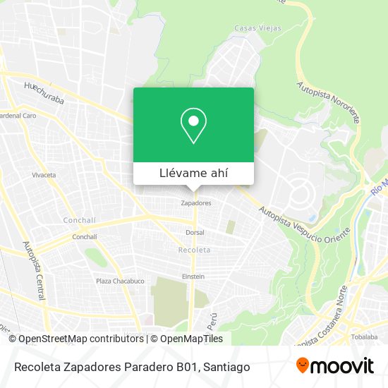 Mapa de Recoleta Zapadores Paradero B01