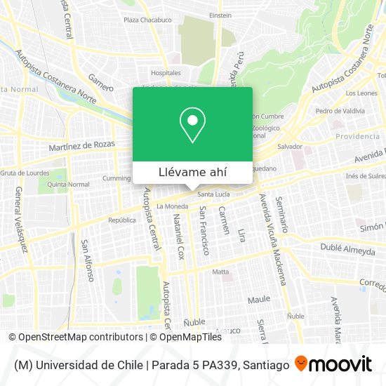 Mapa de (M) Universidad de Chile | Parada 5 PA339