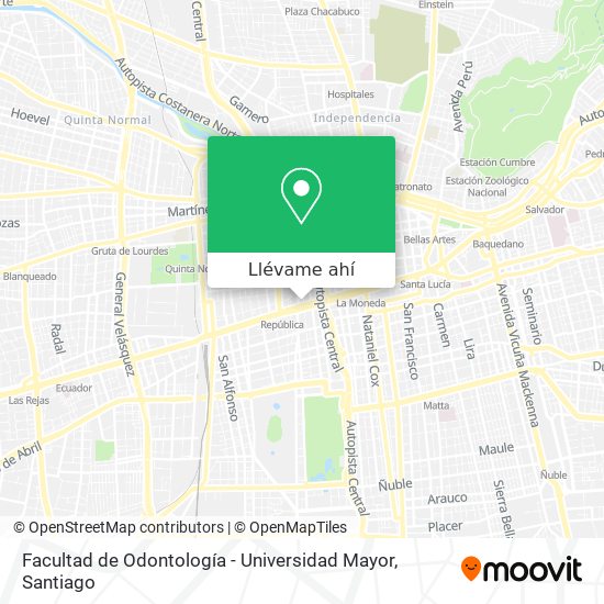 Mapa de Facultad de Odontología - Universidad Mayor