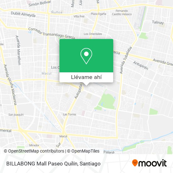 Mapa de BILLABONG Mall Paseo Quilín