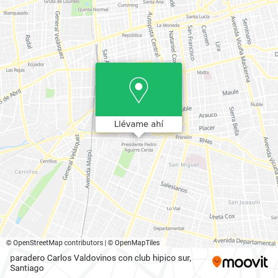 Mapa de paradero Carlos Valdovinos con club  hipico sur
