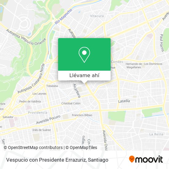 Mapa de Vespucio con Presidente Errazuriz