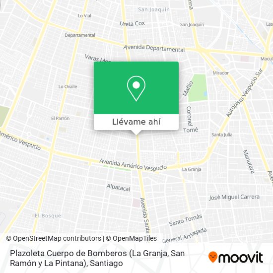 Mapa de Plazoleta Cuerpo de Bomberos (La Granja, San Ramón y La Pintana)