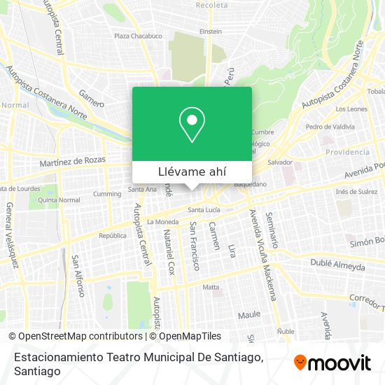 Mapa de Estacionamiento Teatro Municipal De Santiago