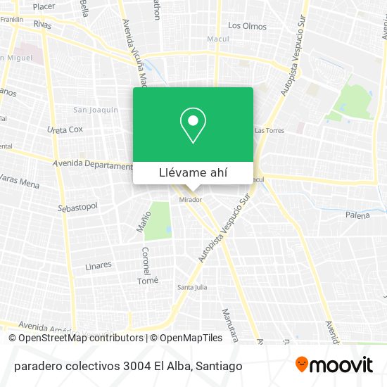 Mapa de paradero colectivos 3004 El Alba