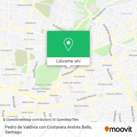 Mapa de Pedro de Valdivia con Costanera Andrés Bello