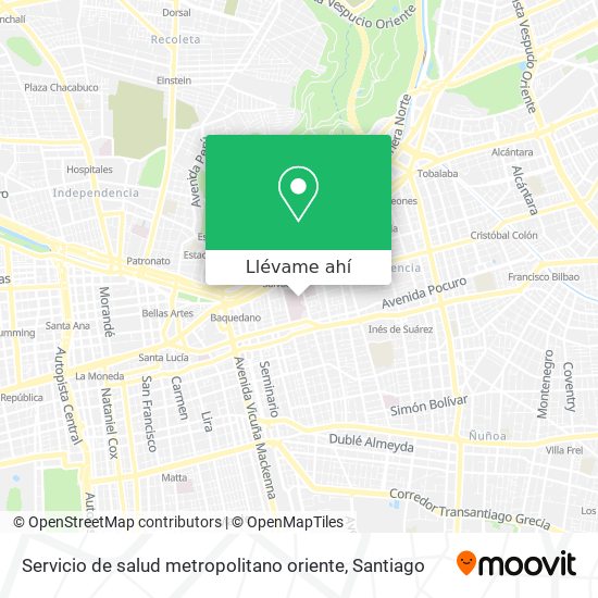 Mapa de Servicio de salud metropolitano oriente