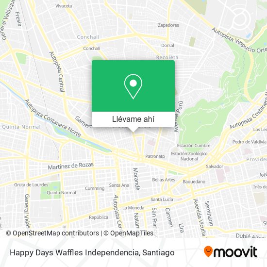 Mapa de Happy Days Waffles Independencia