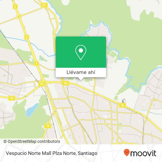 Mapa de Vespucio Norte Mall Plza Norte