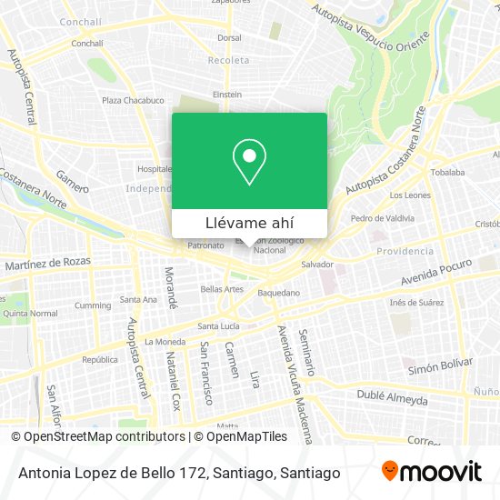 Mapa de Antonia Lopez de Bello 172, Santiago