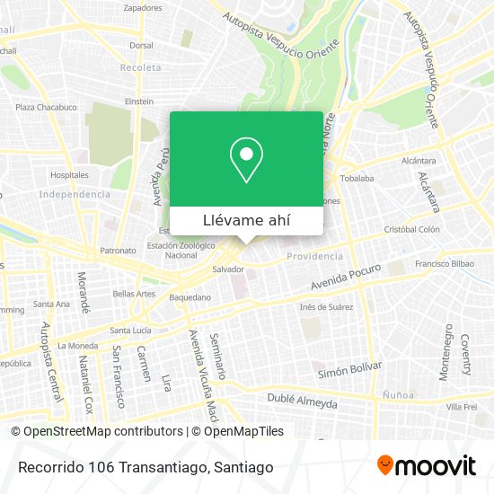 Mapa de Recorrido 106 Transantiago