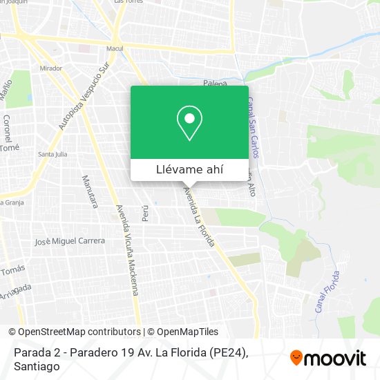 Mapa de Parada 2 - Paradero 19 Av. La Florida (PE24)