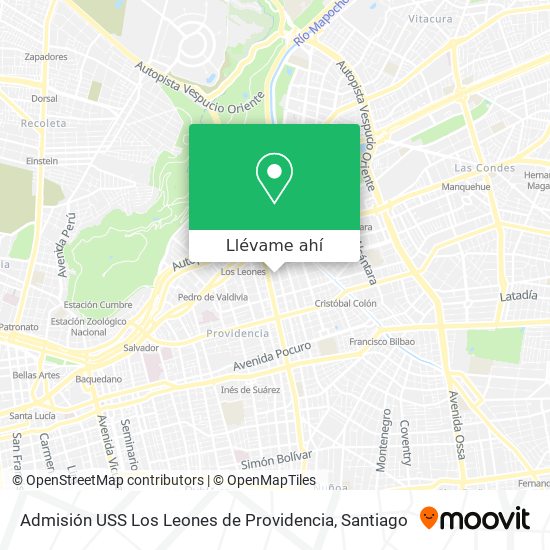 Cómo llegar a Admisión USS Los Leones de Providencia en Metro o Micro?