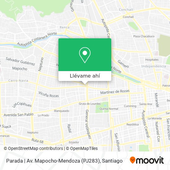 Mapa de Parada | Av. Mapocho-Mendoza (PJ283)