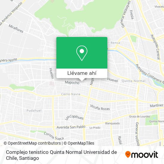 Mapa de Complejo tenistico Quinta Normal Universidad de Chile