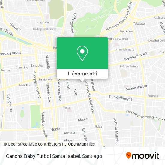 Mapa de Cancha Baby Futbol Santa Isabel