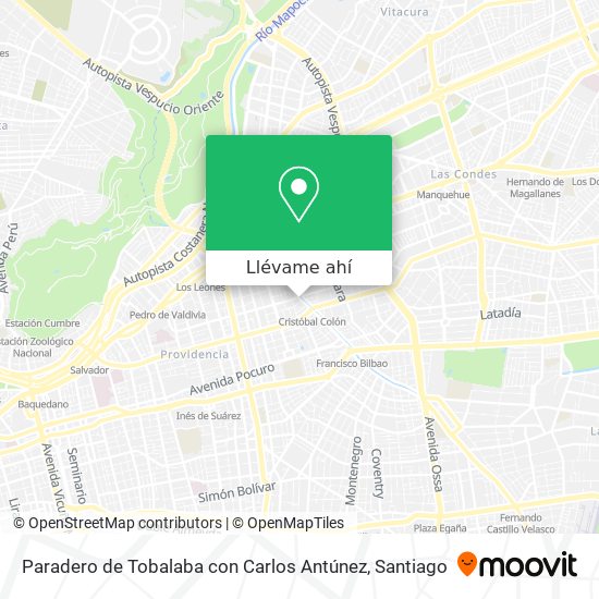 Mapa de Paradero de Tobalaba con Carlos Antúnez