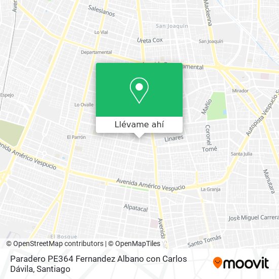 Mapa de Paradero PE364 Fernandez Albano con Carlos Dávila