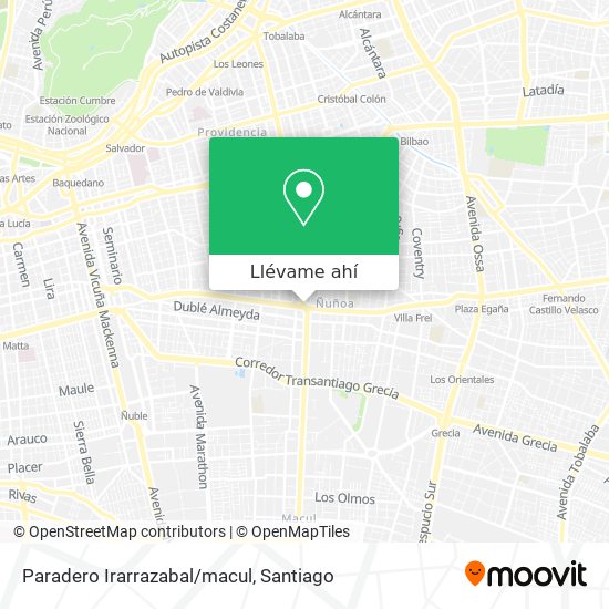 Mapa de Paradero Irarrazabal/macul