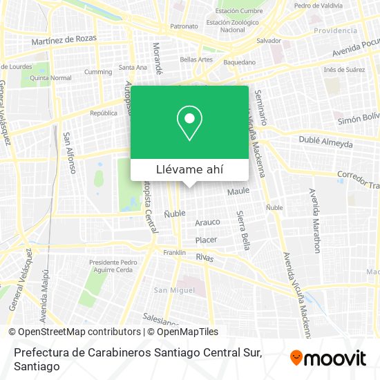 Mapa de Prefectura de Carabineros Santiago Central Sur