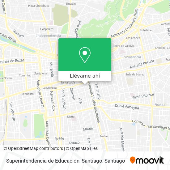 Mapa de Superintendencia de Educación, Santiago