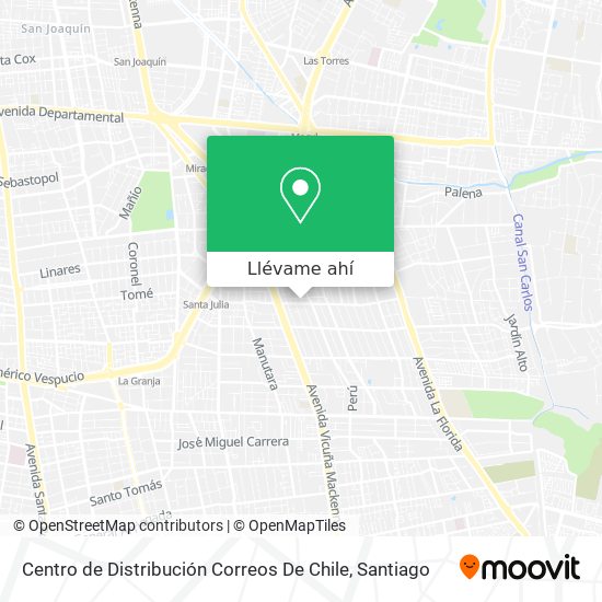 Mapa de Centro de Distribución Correos De Chile