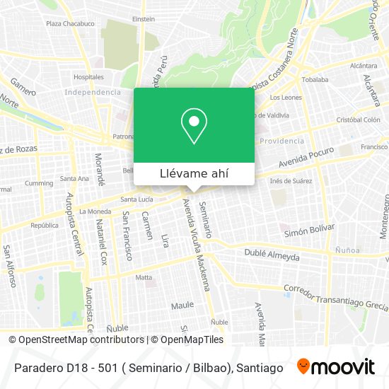 Mapa de Paradero D18 - 501 ( Seminario / Bilbao)