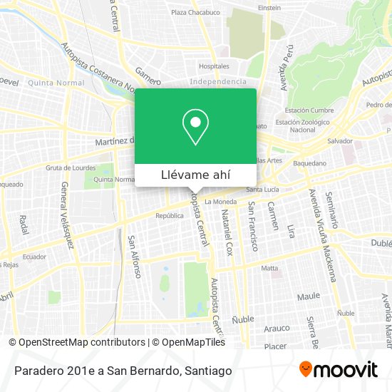 Mapa de Paradero 201e a San Bernardo