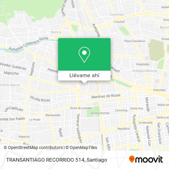 Mapa de TRANSANTIAGO RECORRIDO 514