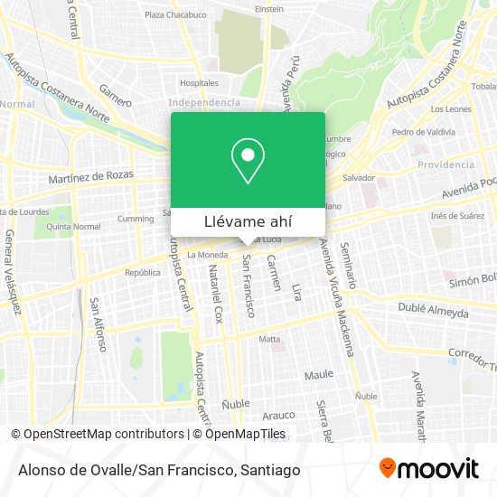 Mapa de Alonso de Ovalle/San Francisco