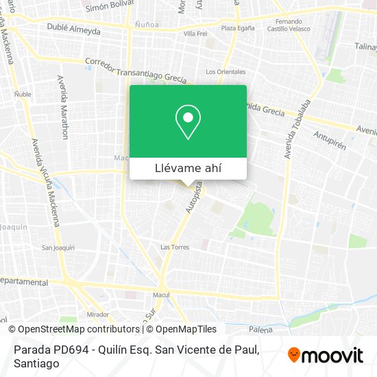 Mapa de Parada PD694 - Quilín Esq. San Vicente de Paul