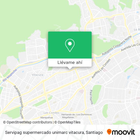 Mapa de Servipag supermercado unimarc vitacura