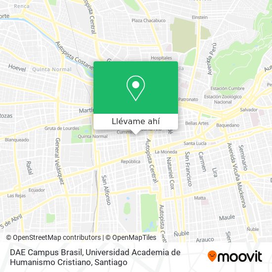 Mapa de DAE Campus Brasil, Universidad Academia de Humanismo Cristiano