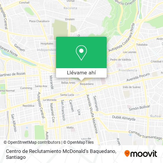 Mapa de Centro de Reclutamiento McDonald's Baquedano