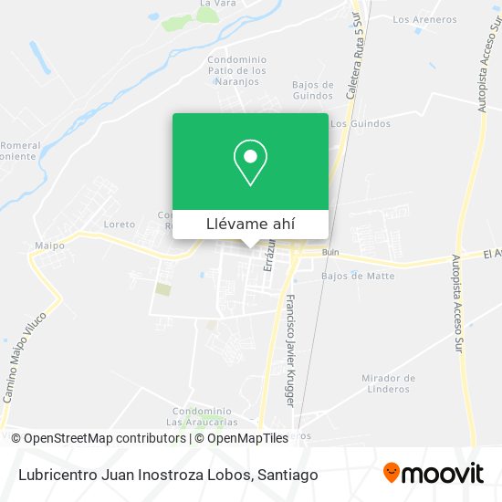 Mapa de Lubricentro Juan Inostroza Lobos