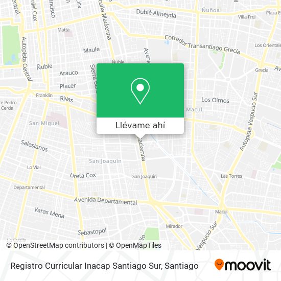 Mapa de Registro Curricular Inacap Santiago Sur