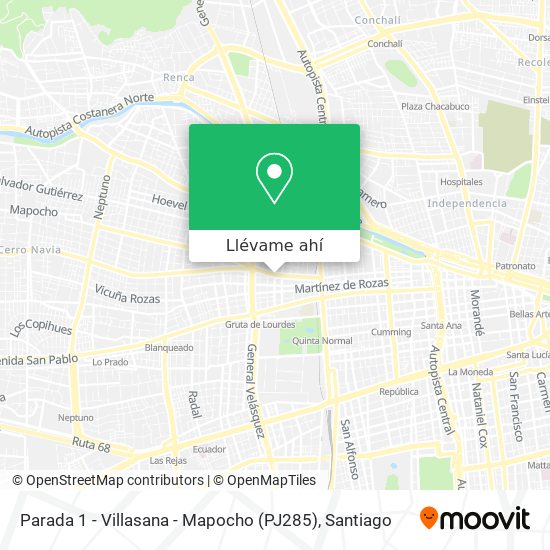 Mapa de Parada 1 - Villasana - Mapocho (PJ285)
