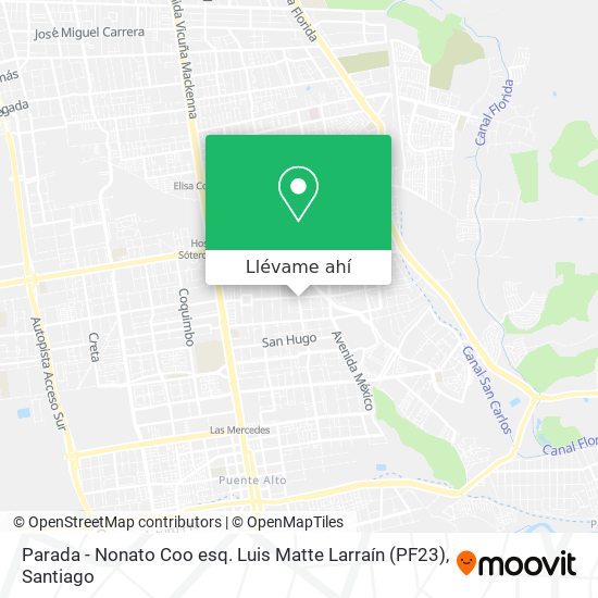 Mapa de Parada - Nonato Coo esq. Luis Matte Larraín (PF23)