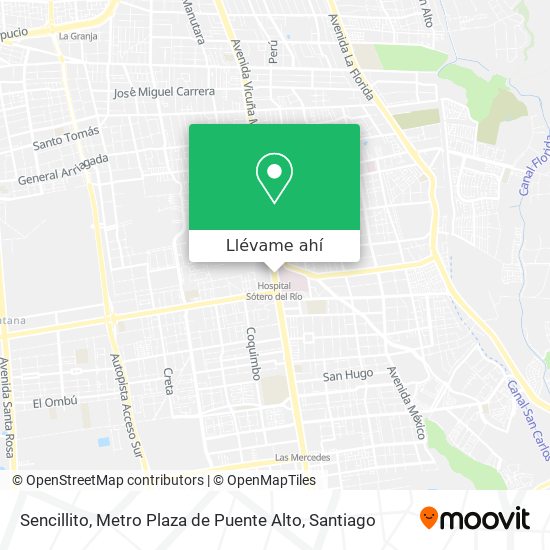 Mapa de Sencillito, Metro Plaza de Puente Alto