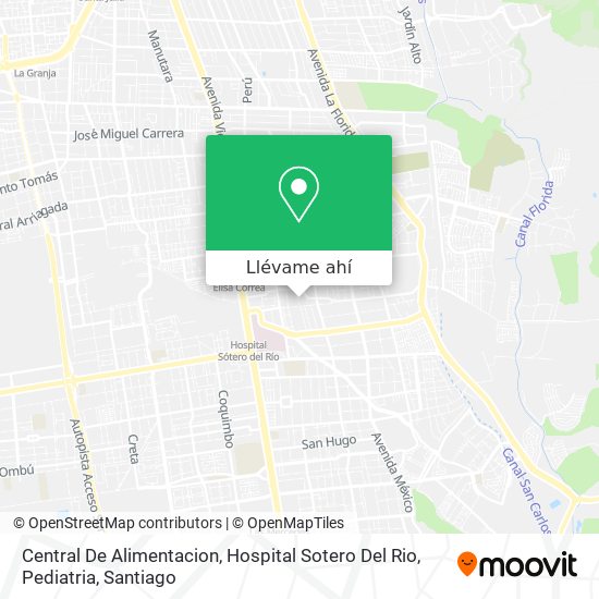 Mapa de Central De Alimentacion, Hospital Sotero Del Rio, Pediatria