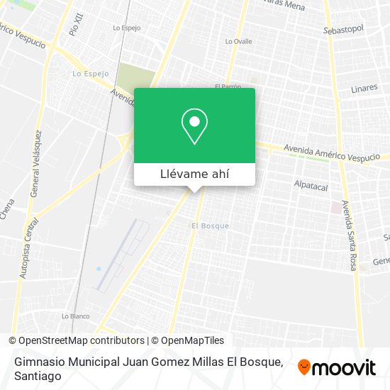 Mapa de Gimnasio Municipal Juan Gomez Millas El Bosque