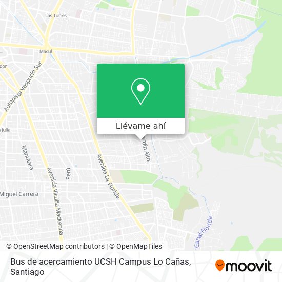 Mapa de Bus de acercamiento UCSH Campus Lo Cañas