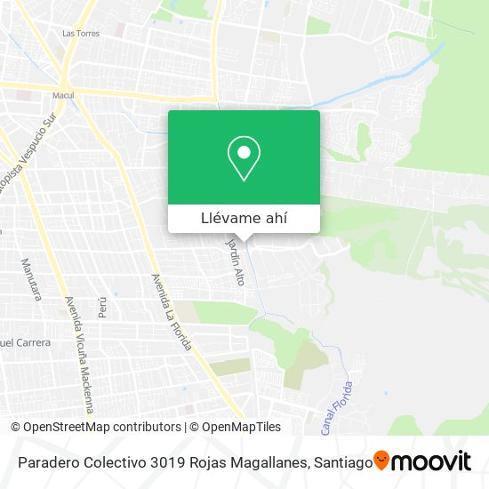 Mapa de Paradero Colectivo 3019 Rojas Magallanes