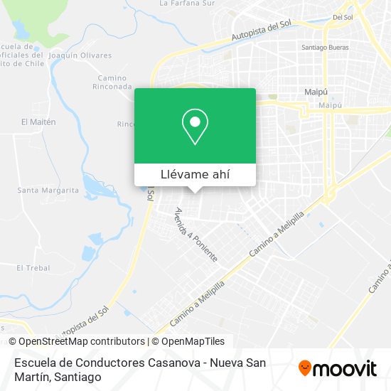 Mapa de Escuela de Conductores Casanova - Nueva San Martín