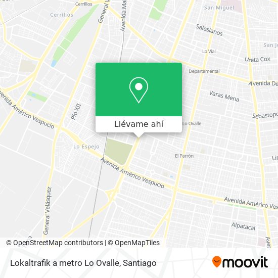 Mapa de Lokaltrafik a metro Lo Ovalle